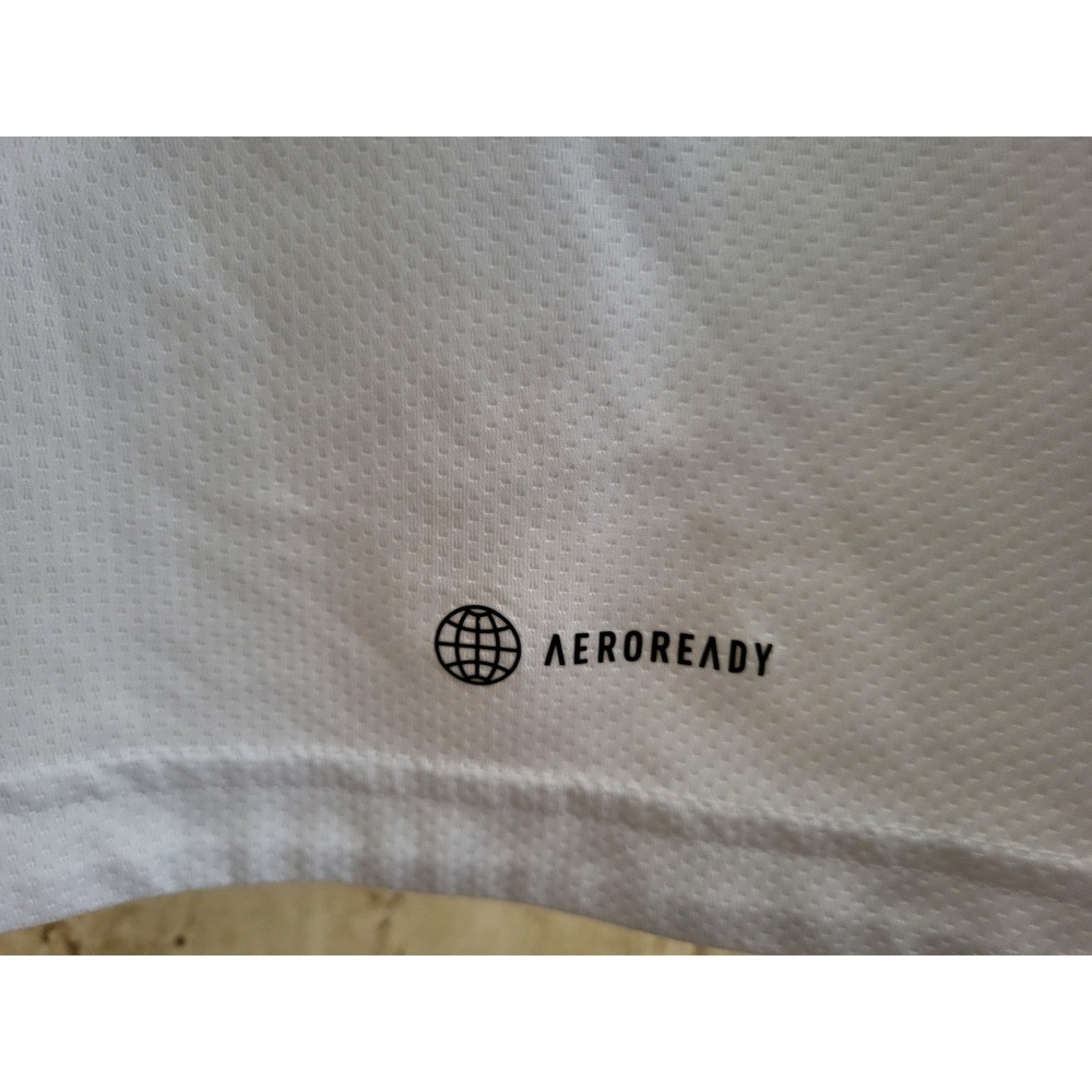 Adidas Aeroready Soccer Workout Jersey Shirt Mens 2XL White Athletic - Picture 6 of 7